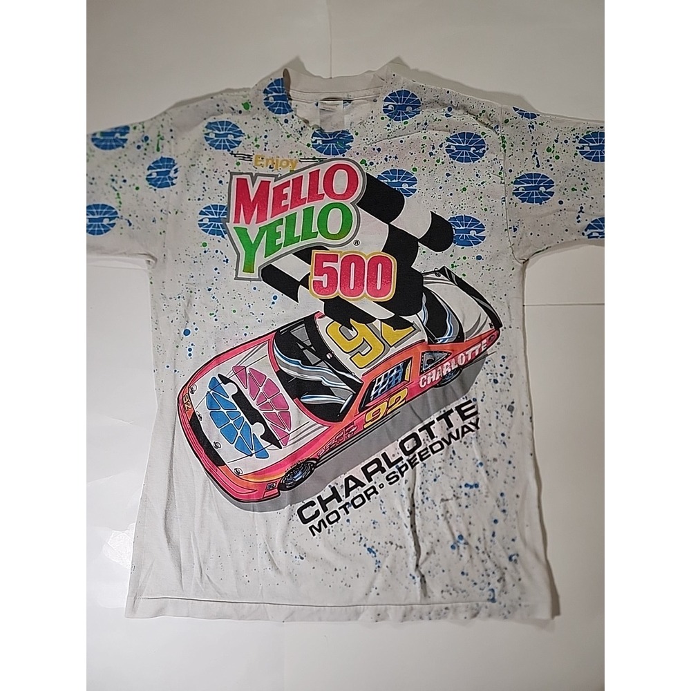 Vintage 90s Nascar Mello Yello 500 All Over Print T‎ Shirt Size Large